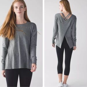 Lululemon‎ Womens Merino Wool Sunset Savasana Pullover Sweater Heathered Gray